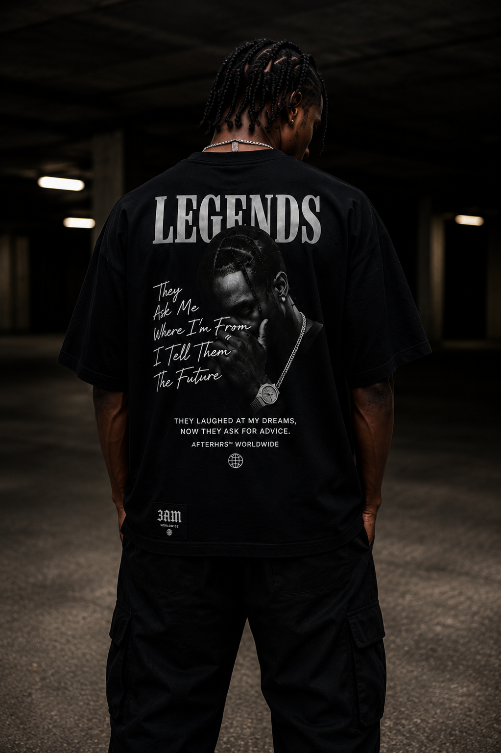 LEGENDS TEE graphic view on female model